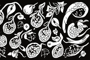 long branch with berries, thigh tattoo idea