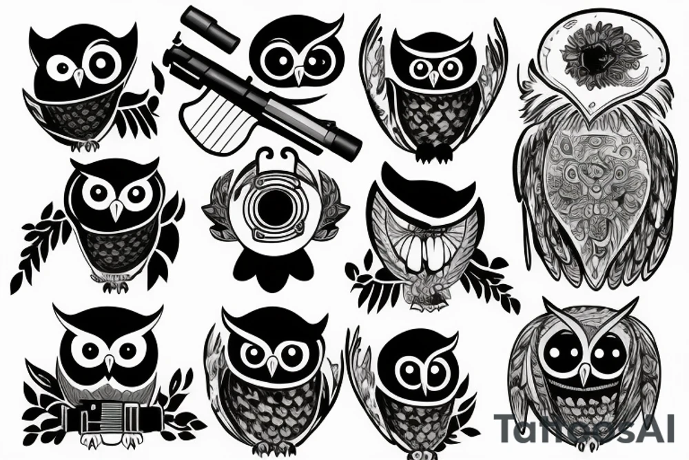 owl with a gun tattoo idea