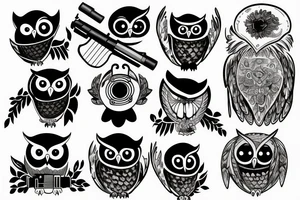 owl with a gun tattoo idea
