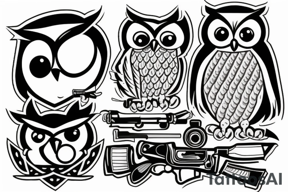 owl with a gun tattoo idea