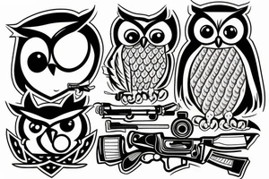 owl with a gun tattoo idea