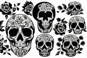Skull, flowers, smoke tattoo idea