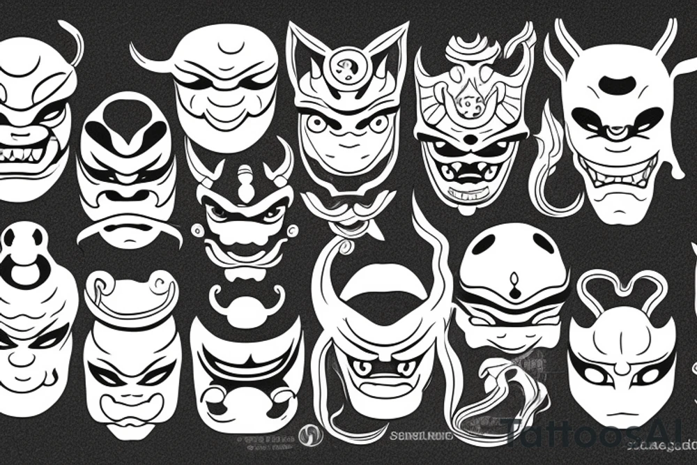 japanese masks oni are with a snake tattoo idea
