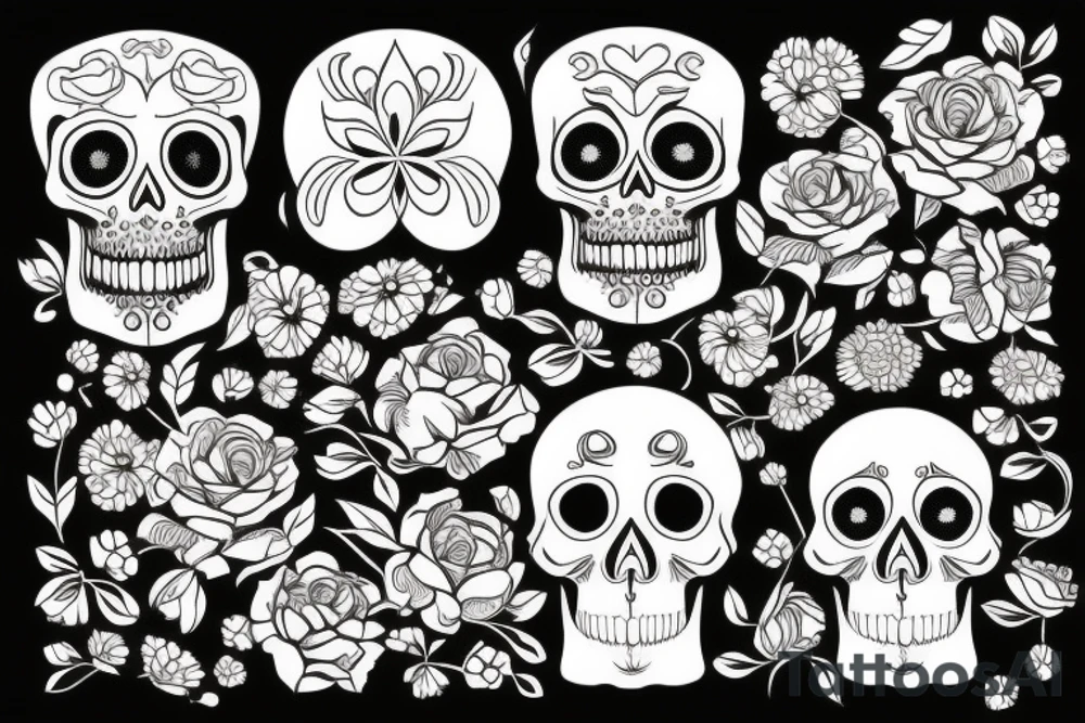 Skull, flowers, smoke tattoo idea