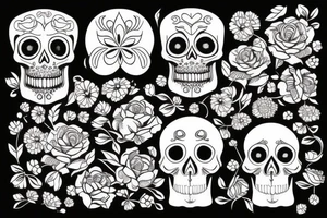 Skull, flowers, smoke tattoo idea