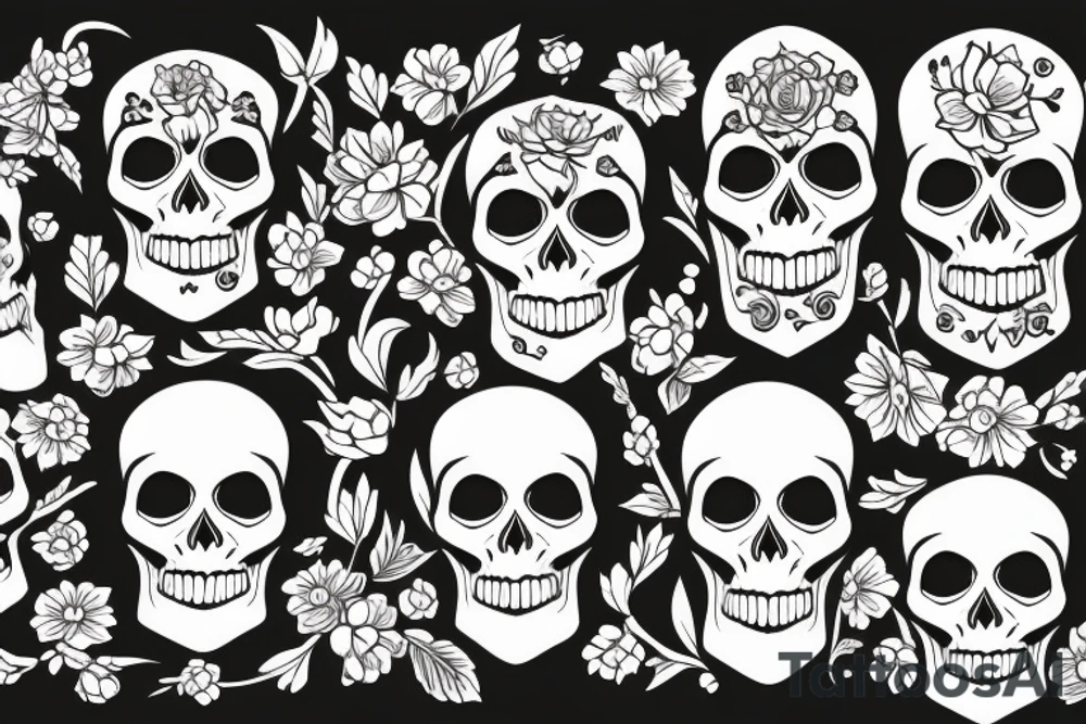 Skull, flowers, smoke tattoo idea