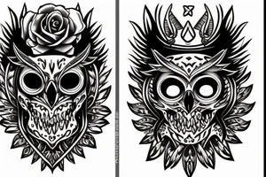 Owl skull tattoo idea