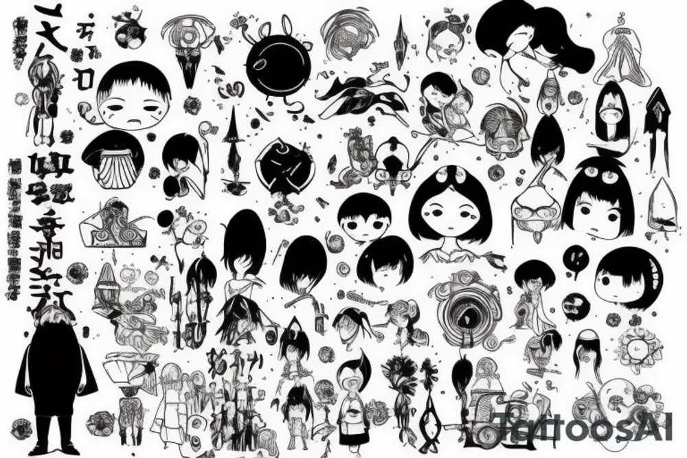 Many characters together tattoo idea