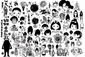 Many characters together tattoo idea