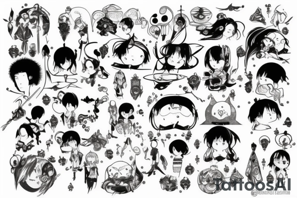 Many characters together tattoo idea
