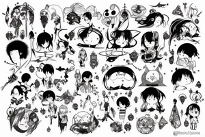 Many characters together tattoo idea