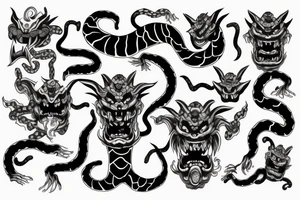 a japanese demon oni with a snake tattoo idea