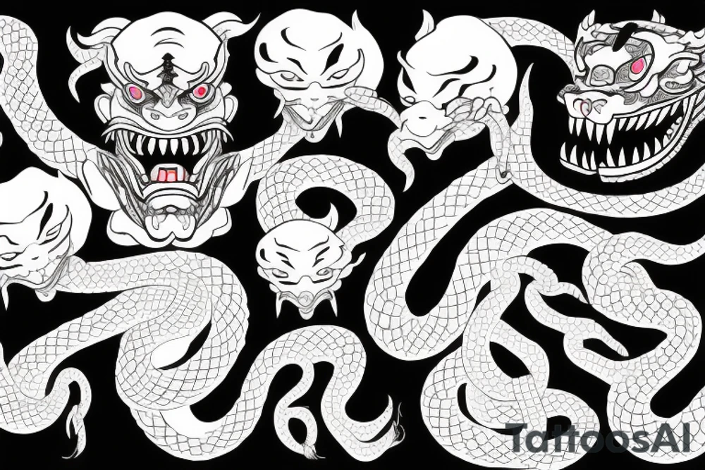 a japanese demon oni with a snake tattoo idea