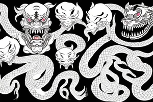 a japanese demon oni with a snake tattoo idea
