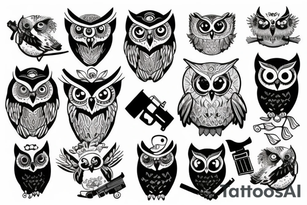 owl with a gun tattoo idea