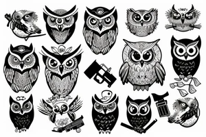 owl with a gun tattoo idea