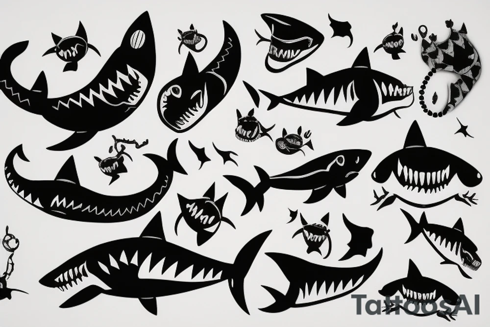 Cat killed shark tattoo idea