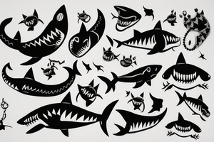 Cat killed shark tattoo idea