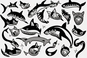 Cat killed shark tattoo idea
