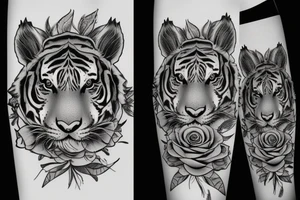 Tiger girl rose tattoo idea