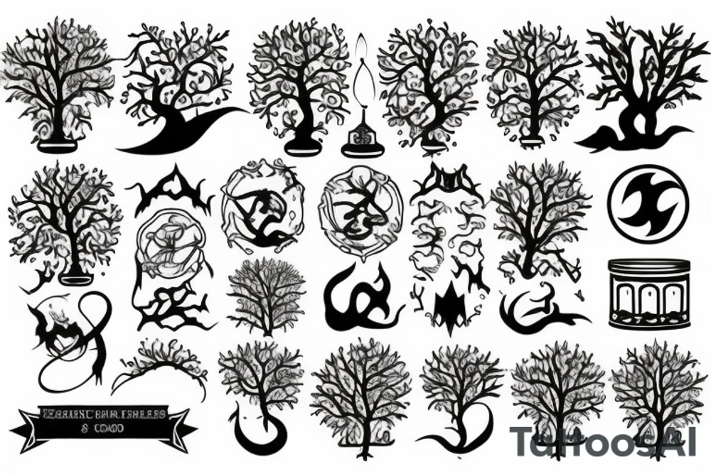 Tree of good and evil is a candle holder tattoo idea