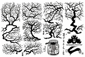 Tree of good and evil is a candle holder tattoo idea