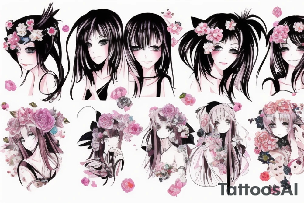 beautiful anime girls tattoo idea