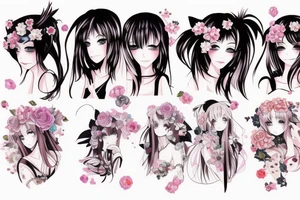 beautiful anime girls tattoo idea