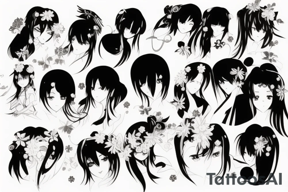 beautiful anime girls tattoo idea