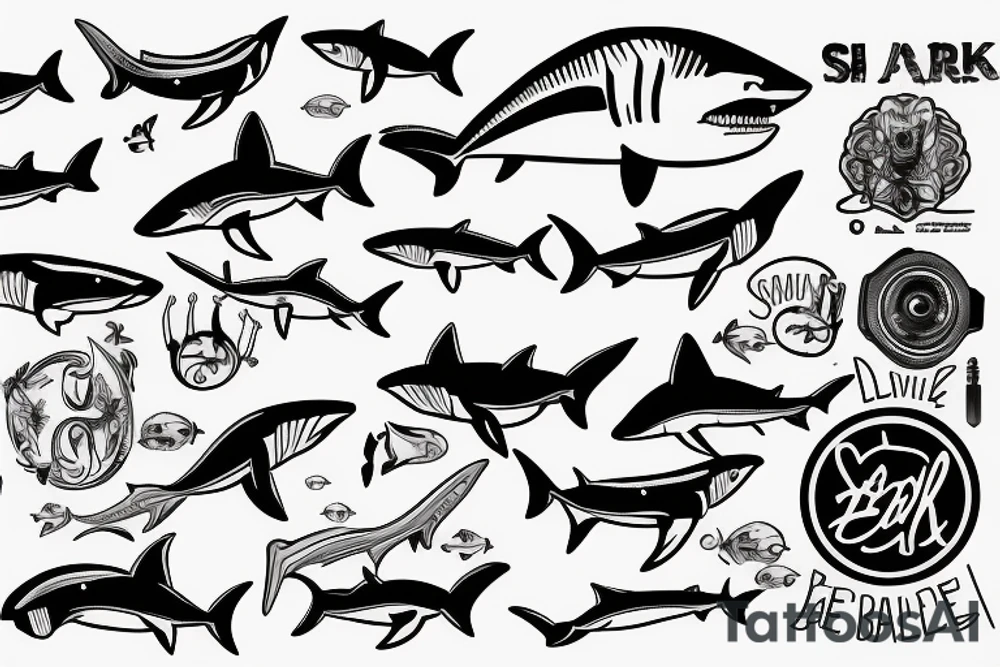 shark with barbell tattoo idea