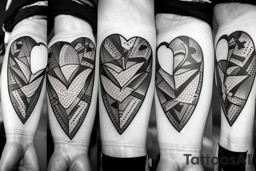 broken skateboard heart tattoo idea
