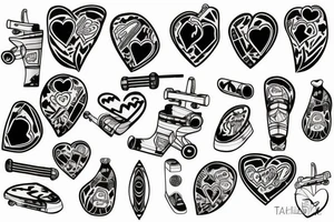 broken skateboard heart tattoo idea