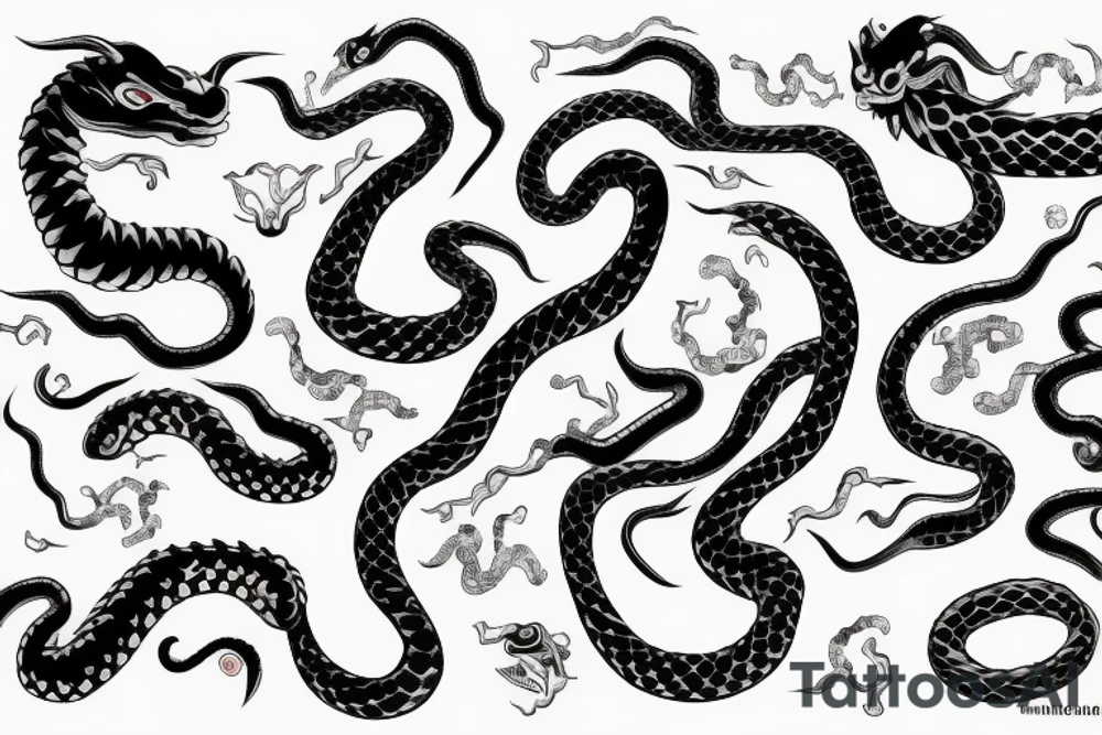 a japanese demon with a snake tattoo idea