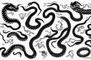 a japanese demon with a snake tattoo idea