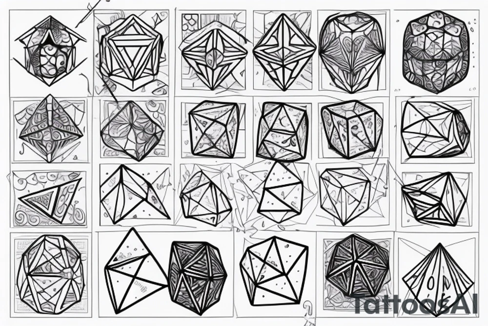 geometric dice tattoo idea