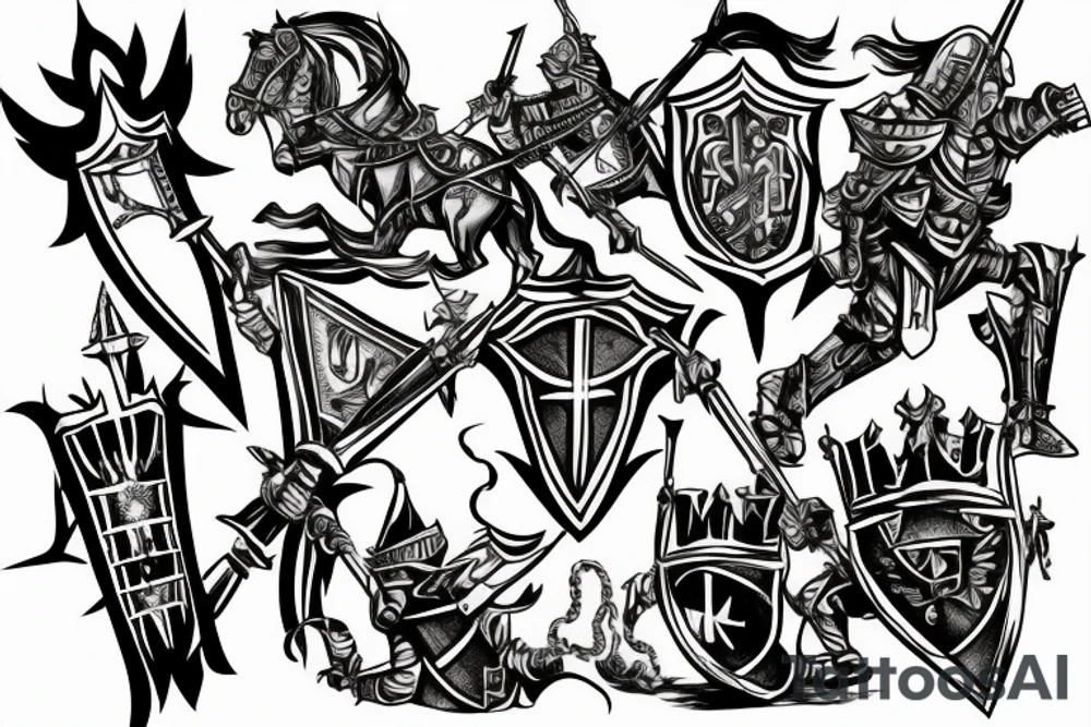knights attack the fortress tattoo idea