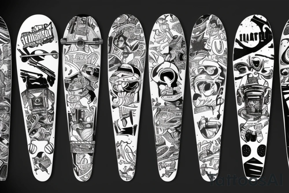 broken skateboard tattoo idea