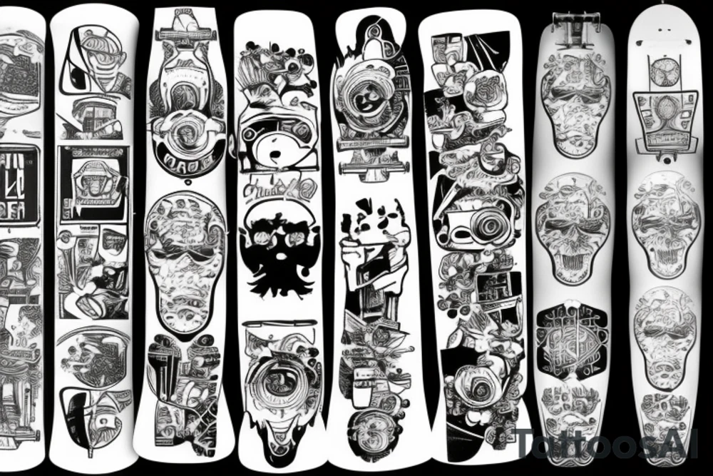broken skateboard tattoo idea