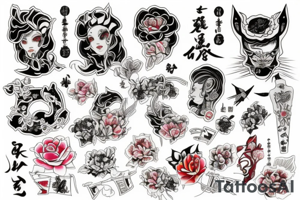 Самурай на весь рукав tattoo idea