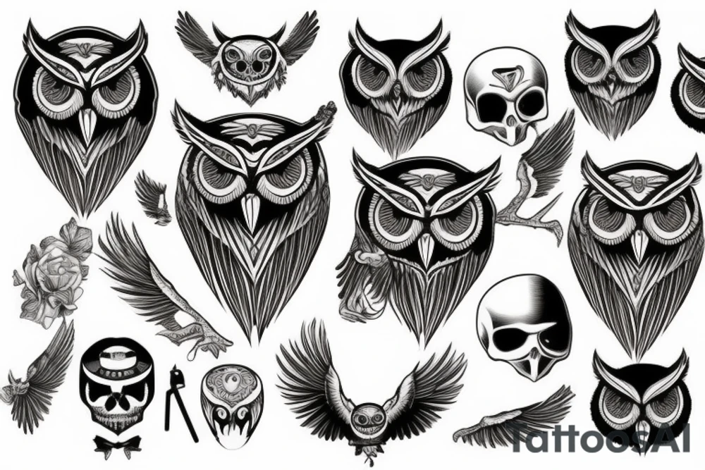 Owl skull tattoo idea