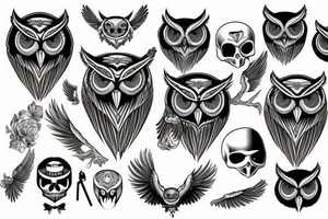 Owl skull tattoo idea