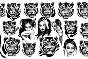 Beautiful girl in the teeth of a tiger tattoo idea