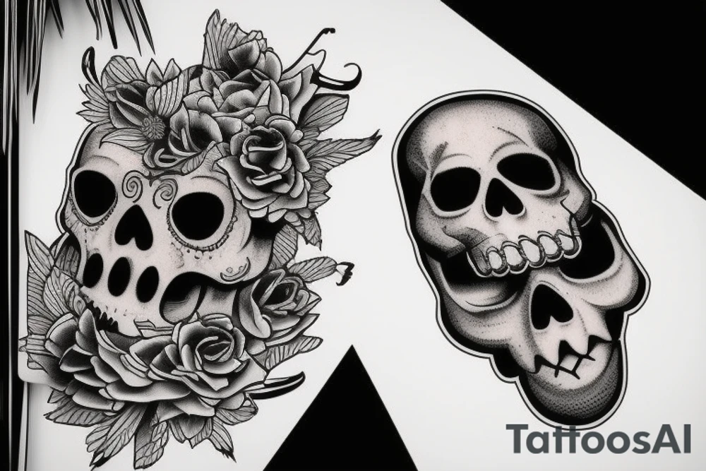 Cat skull tattoo idea