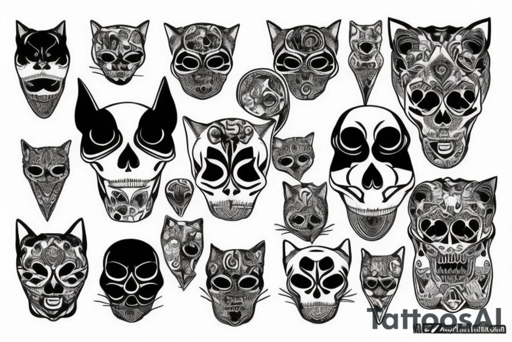 Cat skull tattoo idea