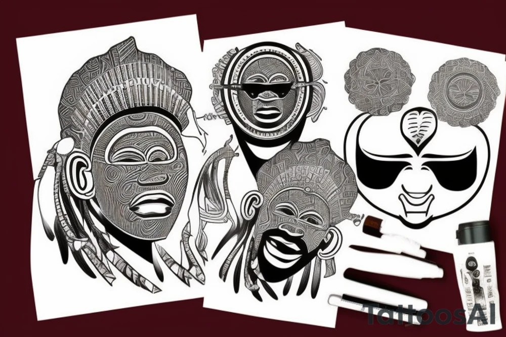 An African mask of the African giant Burnaboy tattoo idea