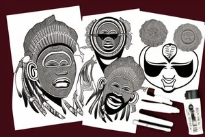 An African mask of the African giant Burnaboy tattoo idea