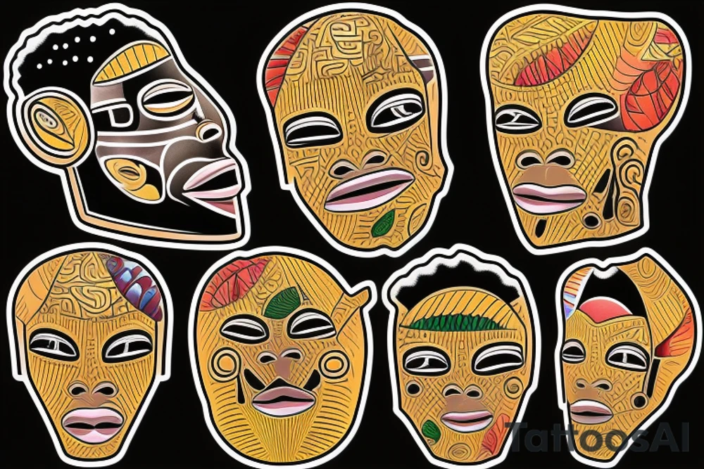 An African mask of the African giant Burnaboy tattoo idea
