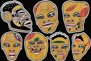 An African mask of the African giant Burnaboy tattoo idea