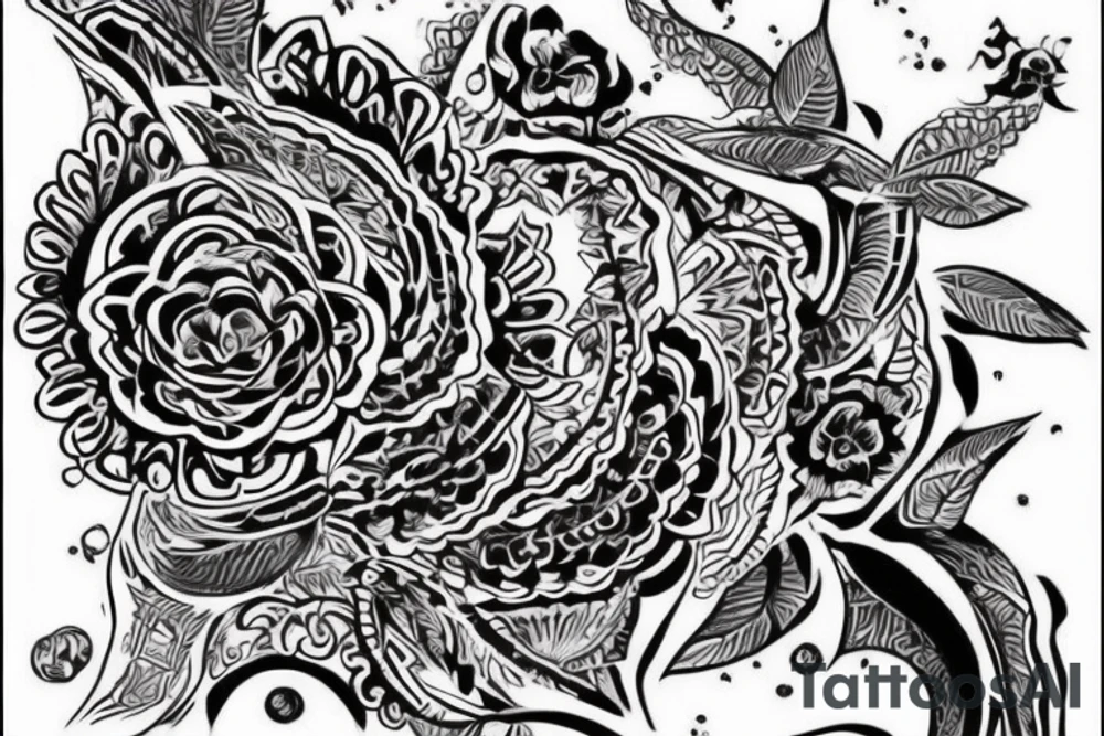 Огненный ворон, в стиле трэш полька. На левой части груди, около плеча. tattoo idea