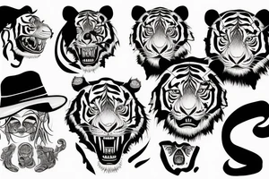 Beautiful girl in the teeth of a tiger tattoo idea